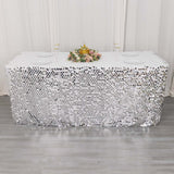 21ft Silver Premium Big Payette Sequin Dual Layered Satin Table Skirt