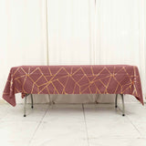 60"x102" Cinnamon Rose Polyester Rectangle Tablecloth With Gold Foil Geometric Pattern