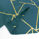 60"x102" Peacock Teal Rectangle Polyester Tablecloth With Gold Foil Geometric Pattern