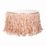 17FT Rose Gold | Blush Curly Willow Taffeta Table Skirt