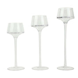 Set of 3 | Long-Stem Clear Glass Tealight Disc Candle Holders