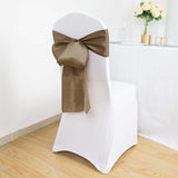 5 Pack | Taupe Satin Chair Sashes - 6inch x 106inch