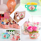 25 Pack Dusty Rose Mini Teacup and Saucer Party Favor Boxes with Rose Floral Print