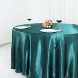 120inch Peacock Teal Satin Round Tablecloth