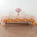 5 Pack Orange Thanksgiving Rectangle Plastic Table Covers, PVC Waterproof Disposable Tablecloths