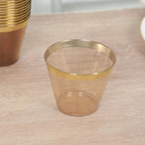 25 Pack 9oz Crystal Gold Rimmed Short Disposable Tumbler Glasses