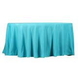 132Inch Turquoise Seamless Polyester Round Tablecloth