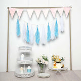 12 Pack | Pre-Tied Turquoise Tissue Paper Tassel Garland With String, Hanging Fringe Party Streamer Backdrop Decor