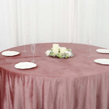 120Inch Dusty Rose Seamless Premium Velvet Round Tablecloth, Reusable Linen