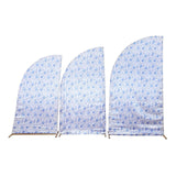 Set of 3 White Blue Satin Chiara Wedding Arch Covers in French Toile Floral Pattern