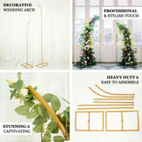 Set of 2 | Gold Metal Curved Top Balloon Flower Backdrop Stands, Wedding Arch Frames - 6ft, 8ft