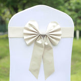 5 Pack | Ivory | Reversible Chair Sashes with Buckle | Double Sided Pre-tied Bow Tie Chair Bands | Satin & Faux Leather