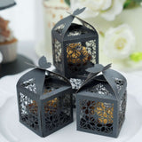 25 Pack | Black Butterfly Top Laser Cut Lace Favor Candy Gift Boxes