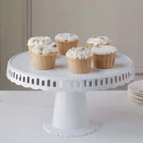 4 Pack | 13inch White Round Footed Reusable Plastic Pedestal Cake Stands