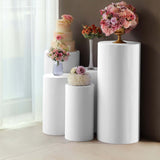 Set of 5 White Cylinder Stretch Fitted Pedestal Pillar Prop Covers