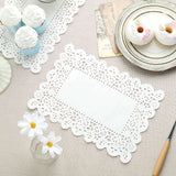 100 Pcs | 7inch x 10inch Rectangle White Lace Paper Doilies, Food Grade Paper Placemats