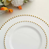 10 Pack | 10inch White / Gold Beaded Rim Disposable Dinner Plates