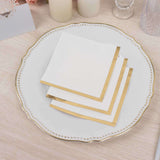 50 Pack White Disposable Cocktail Napkins with Gold Foil Edge