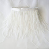 39" White Real Ostrich Feather Fringe Trims With Satin Ribbon Tape