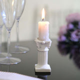 6 Pack | Antique 2.5inch White Roman Column Pillar Pedestal Candle Holders