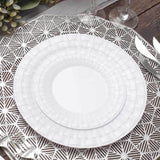 10 Pack 7inch White Basketweave Rim Plastic Salad Dessert Plates, Round Disposable Appetizer Plates