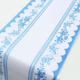 5 Pack White Blue Bordered Style Non-Woven Table Runner with Ornate Floral Prints