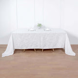 90x156 inch White Rectangular Tablecloth, Linen Table Cloth With Slubby Textured, Wrinkle Resistant