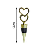 5" Gold Metal Double Heart Wine Bottle Stopper Wedding Party Favors With Velvet Gift Box