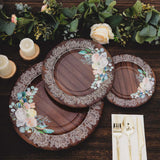 25 Pack Round Paper Charger Plates in Brown Rustic Wood Print, 13inch Disposable Charger Plates