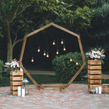 7ft Wooden Wedding Arch, Heptagonal Rustic Photography Backdrop Stand