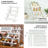 21inch Rustic Whitewashed 4-Tier Wooden Ladder Shelf Cupcake Stand