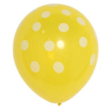 25 Pack | 12inch Yellow & White Fun Polka Dot Latex Party Balloons#whtbkgd