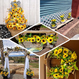 2 Bouquets | 13inch Yellow Artificial Silk Sunflower Flower Bushes