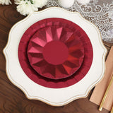 7inch Geometric Burgundy Dessert Appetizer Paper Plates, Disposable Salad Party Plates - 400 GSM