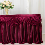 14ft Burgundy Pleated Satin Double Drape Table Skirt