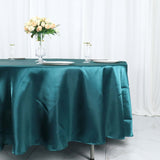 108" Peacock Teal Satin Round Tablecloth