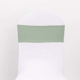 5 Pack | Sage Green Spandex Stretch Chair Sashes with Silver Diamond Ring Slide Buckle