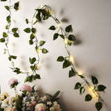 7ft Warm White 20 LED Green Leaf Garland Vine Lights, Battery Operated Artificial Arrowroot String