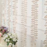 50ft | 4inch Beige Leaf Petal Taffeta Ribbon Sash, Artificial DIY Fabric Garlands