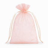 Pink organza gift bag with drawstring closure #whtbkgd