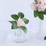 24 Roses | 2inch Rose Gold Blush Artificial Foam Flowers With Stem Wire and Leaves