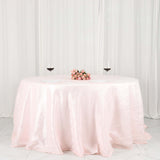 132inch Blush / Rose Gold Accordion Crinkle Taffeta Seamless Round Tablecloth