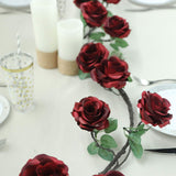 6ft | Burgundy Artificial Silk Rose Hanging Flower Garland, Faux Vine