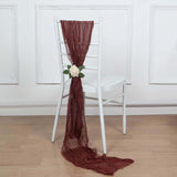 5 Pack | Burgundy Gauze Cheesecloth Boho Chair Sashes - 16inch x 88inch