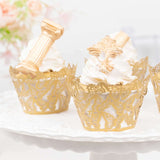 25 Pack Gold Butterfly Lace Pattern Paper Cupcake Wrappers, 3inch Round Muffin Liner Cups