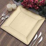 10 Pack | 13inch Champagne Textured Disposable Square Charger Plates