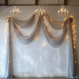 Premium Silver Chiffon Curtain Panel, Backdrop Ceiling Drapery With Rod Pocket