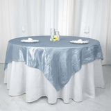 90x90 inches Accordion Crinkle Taffeta Table Overlay - Dusty Blue