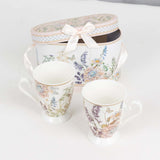 Blush Floral Design Bridal Shower Gift Set, 2 Pack Porcelain Tea Cups