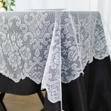 60"x108" Premium Lace White Rectangular Oblong Tablecloth